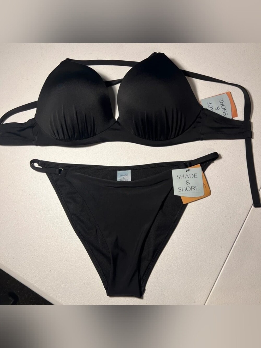 Shade & Shore Black Push-Up Bikini Set with Low-Rise Bottoms